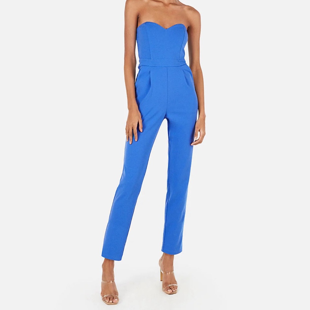 Express strapless sweetheart neck jumpsuit
